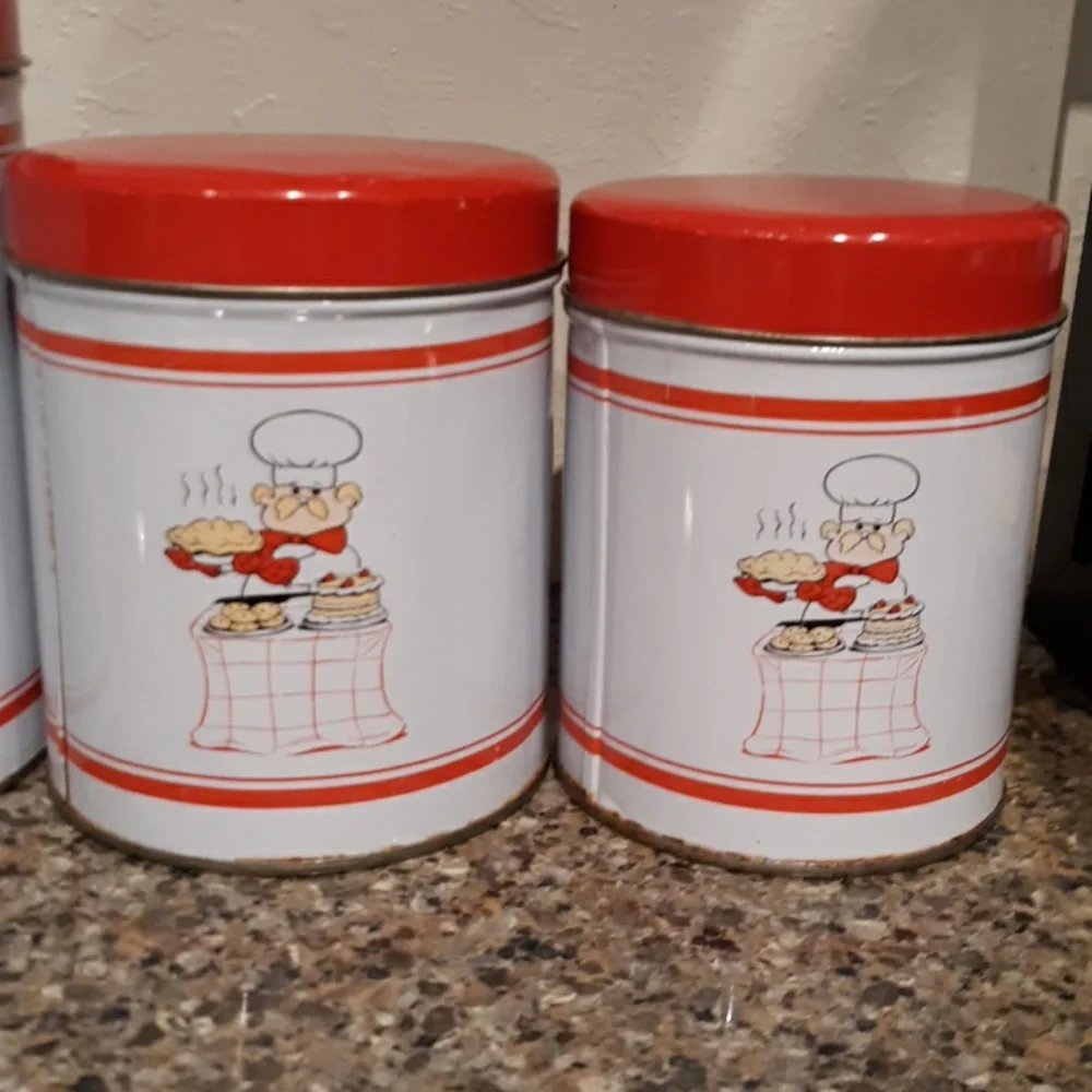 Vintage Tin Nesting Canister Set Of 4 Vintage - Picture 4 of 15